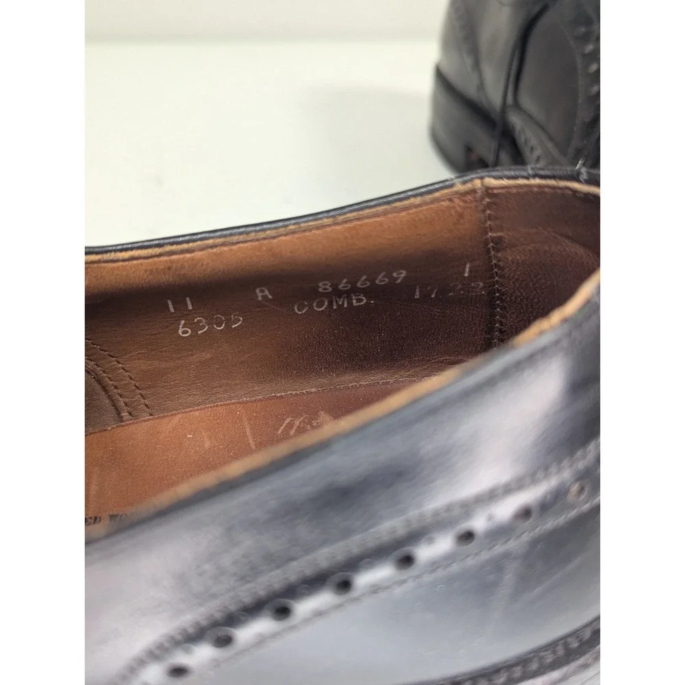 Vintage 1988 Allen‎ Edmonds Boulevard 6305 Black Calf Wingtip Oxford Shoes 11 A